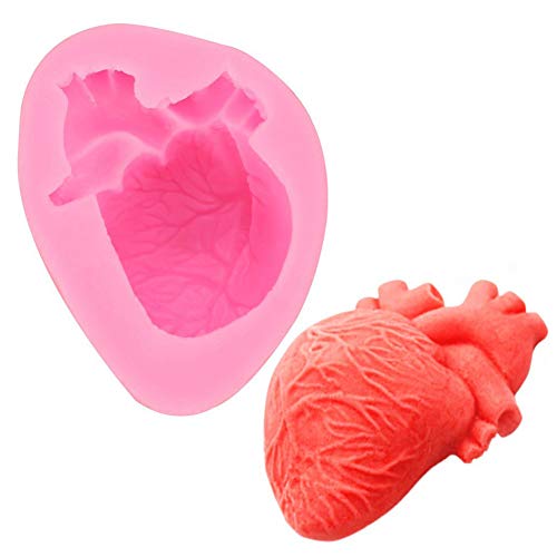 SISN Molde de silicona 3D con forma de corazón humano, para hacer mousse de helado, para Halloween, diseño de corazón sangriento rosa