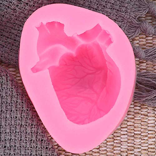 SISN Molde de silicona 3D con forma de corazón humano, para hacer mousse de helado, para Halloween, diseño de corazón sangriento rosa