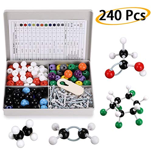 Sisthirth - Kit de modelo molecular de bioquímica (240 piezas) - Juego de estudiantes de química orgánica e inorgánica
