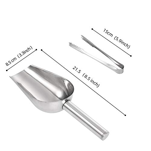 Siumir Cuchara de Hielo de Acero Inoxidable Mini Pala de Comida & Pinzas de hielo de Acero Inoxidable Pinza de Azúcarcc