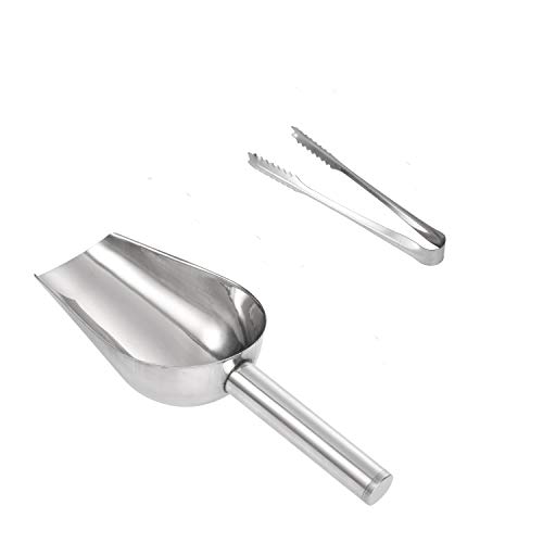 Siumir Cuchara de Hielo de Acero Inoxidable Mini Pala de Comida & Pinzas de hielo de Acero Inoxidable Pinza de Azúcarcc