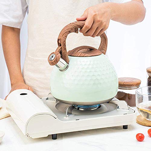Siunwdiy Caldera Que silba Cocina hervidor de Agua de 2,8 litros silbidos de Acero Inoxidable Tetera té de Calidad quemadores Pot Food con Resistentes para cocinas de Gas de Calor Manejar-,Verde