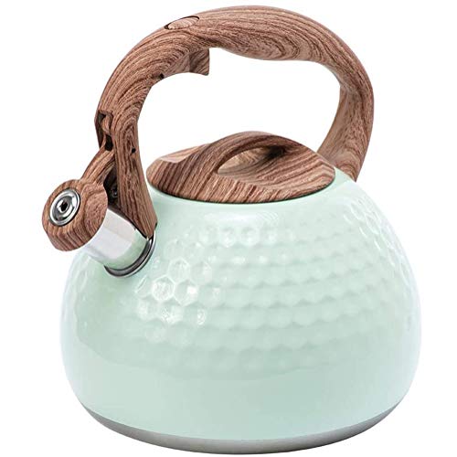 Siunwdiy Caldera Que silba Cocina hervidor de Agua de 2,8 litros silbidos de Acero Inoxidable Tetera té de Calidad quemadores Pot Food con Resistentes para cocinas de Gas de Calor Manejar-,Verde
