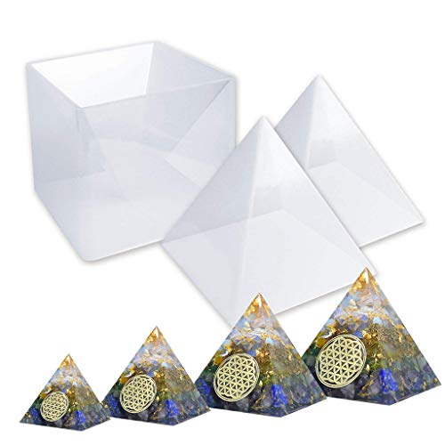 siwetg - Moldes de Resina con Forma de pirámide, moldes de Silicona de Resina para orgonias y orgonias, Ideales para decoración de hogar