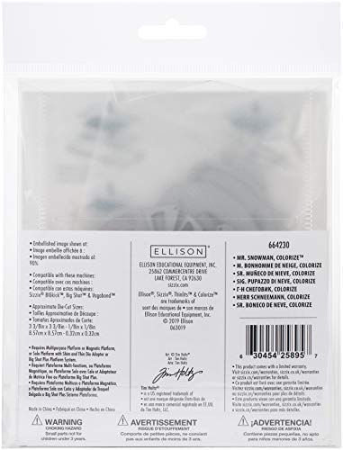 Sizzix Set de Troqueles Thinlits 664230 11 pzas Sr. Muñeco de Nieve, Colorize by Tim Holtz, Multicolor, talla única