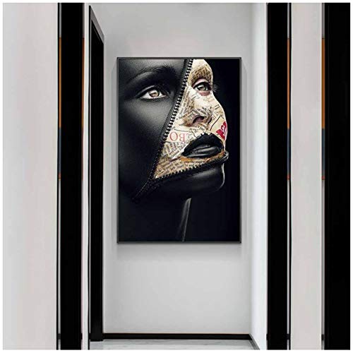 sjkkad Portada de periódico Cara Carteles de arte creativo Modelo sexy Pinturas en lienzo en la pared Arte Imágenes de maquillaje Decoración de pared -20x30 pulgadas Sin marco