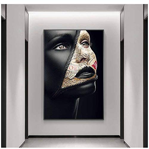 sjkkad Portada de periódico Cara Carteles de arte creativo Modelo sexy Pinturas en lienzo en la pared Arte Imágenes de maquillaje Decoración de pared -20x30 pulgadas Sin marco