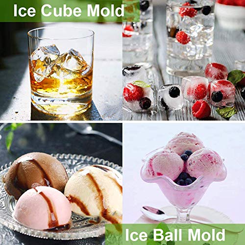 SJTL 2 Pack Bandejas para Hielo Silicona con Tapa Juego de Cubitera Hielo Molde Cubo Hielo Ice Mold para Congelarse Alimentos para Bebe Agua Cola Cócteles Whisky Sin BPA,Verde