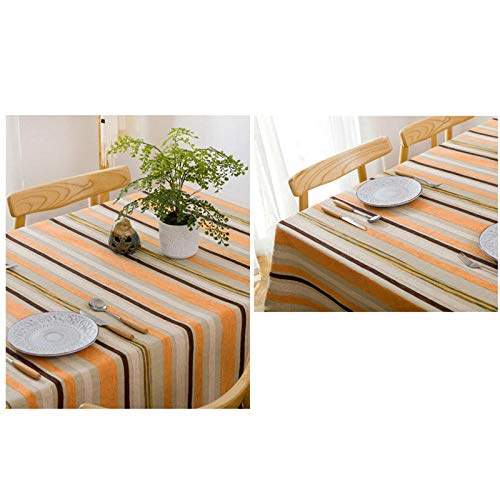 SjyBed Mantel de Rayas Nórdicas de Algodón y Lino Simple Mesa de Comedor Moderna Sala de Estar Mesa de Café Mantel del Hotel Mesa Rectangular Mesa Cuadrada Fiesta，Naranja，130X130 CM