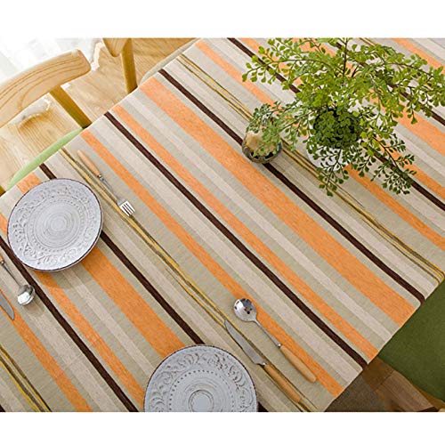 SjyBed Mantel de Rayas Nórdicas de Algodón y Lino Simple Mesa de Comedor Moderna Sala de Estar Mesa de Café Mantel del Hotel Mesa Rectangular Mesa Cuadrada Fiesta，Naranja，130X130 CM
