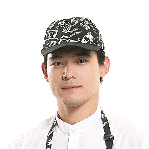 SK Studio Unisexo Gorra de Cocinero Ajustable Cotton Chef Chef Cap Hat Vajilla Impreso