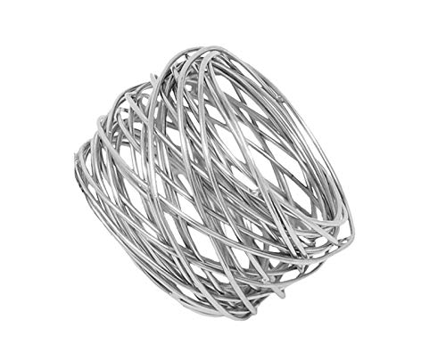 SKAVIJ Servilleteros de Metal para Decoración de la Mesa de Comedor, Plata, Juego de 12