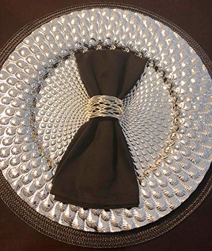 SKAVIJ Servilleteros de Metal para Decoración de la Mesa de Comedor, Plata, Juego de 12