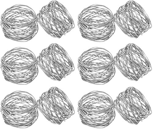 SKAVIJ Servilleteros de Metal para Decoración de la Mesa de Comedor, Plata, Juego de 12
