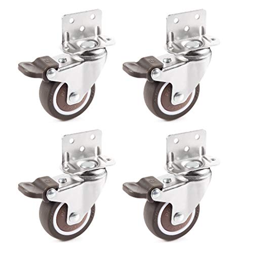 Skelang 4 ruedas giratorias de 50 mm, ruedas con soporte tipo L, ruedas de freno para mesa de café, armario, banco de trabajo, carro, capacidad de carga: 35 kg
