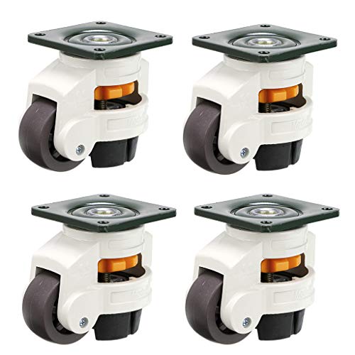 Skelang - 4 ruedas retráctiles para máquina de nivelación GD-60F, ruedas niveladoras para muebles resistentes, banco de trabajo, mesa de soldadura, capacidad de carga 250 kg por rueda