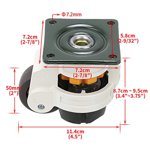 Skelang - 4 ruedas retráctiles para máquina de nivelación GD-60F, ruedas niveladoras para muebles resistentes, banco de trabajo, mesa de soldadura, capacidad de carga 250 kg por rueda