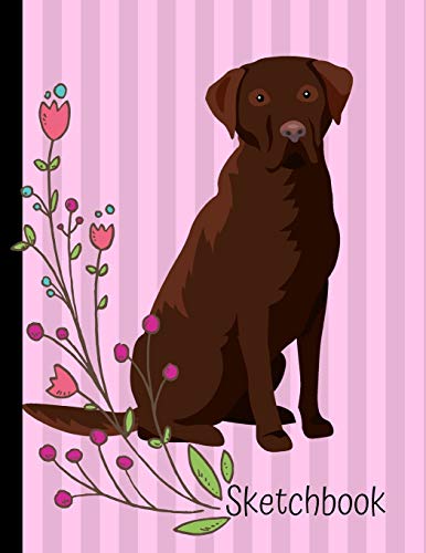 Sketchbook: Chocolate Labrador Retriever Dog Pink Sketch Book 8.5 x 11 Blank Paper 100 Pages Notebook For Drawing Art Journal