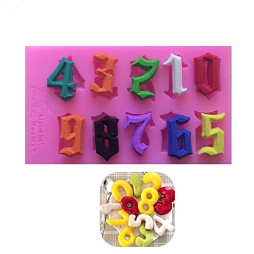 SKJH Molde de Galletas con Forma de números arábigos, moldes de Pastel de Chocolate, Molde de Silicona para Fondant, Herramientas de decoración para Hornear DIY, Accesorios de Cocina