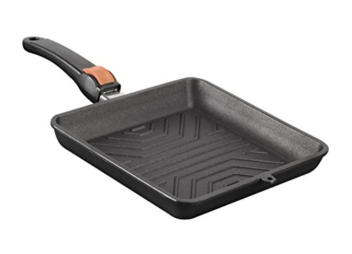 SKK Titanium 2000 Plus 2424 - Cacerola Cast-Parrilla de 24 x 24 cm, Cuadrado, Mango Desmontable