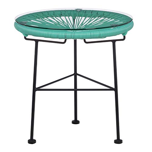 SKLUM Mesa Auxiliar Redonda en Acero y Polietileno Acapulco Polietileno - Acero Brillante Verde Jade - (Elige Color)