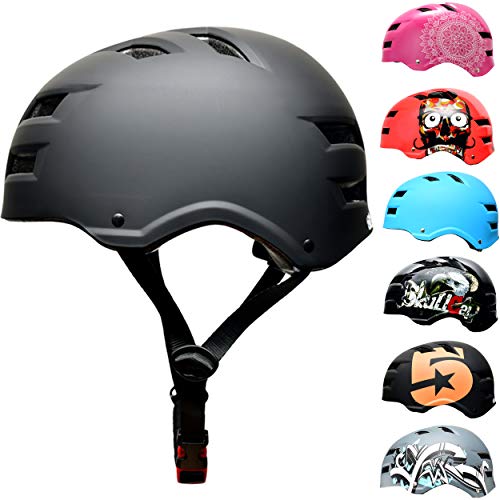 SkullCap® Casco de Skate y BMX - Bicicleta Y Scooter Eléctrico, Diseño: Dark World, Talla: M (55-58 cm)