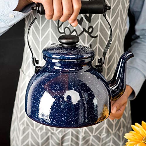 Sky Cloud Tetera de Esmalte Mini Negro de Hierro Fundido Tetera con Filtro Azul del Esmalte de la Caldera 2L Fogón de Gas General Creativo Estrellada Caldera de la Porcelana