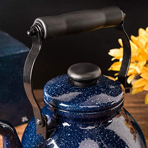 Sky Cloud Tetera de Esmalte Mini Negro de Hierro Fundido Tetera con Filtro Azul del Esmalte de la Caldera 2L Fogón de Gas General Creativo Estrellada Caldera de la Porcelana