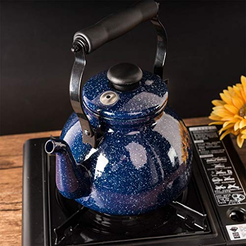 Sky Cloud Tetera de Esmalte Mini Negro de Hierro Fundido Tetera con Filtro Azul del Esmalte de la Caldera 2L Fogón de Gas General Creativo Estrellada Caldera de la Porcelana