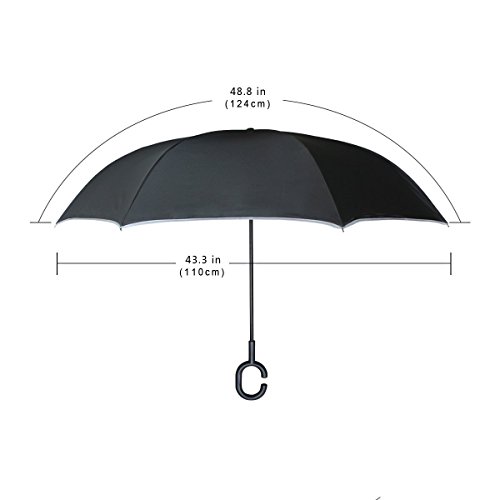 SKYDA Paraguas Plegable de Doble Capa con diseño de Jirafa y león invertido, Paraguas de Doble Capa Resistente al Viento, para Coche, Lluvia, Exterior, con Mango en Forma de C