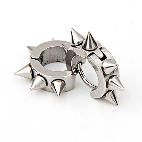 skyllc® Par Pendientes Aro Acero Inoxidable Remaches para Hombre Moda