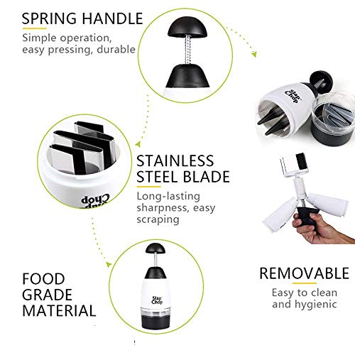 Slap chop ajo prensa, picador de verduras, cortadoras de cocina para verduras con cuchillas de acero inoxidable multifuncional rompedor accesorios de cocina (taza doble)