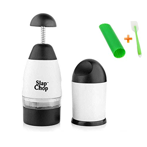 Slap chop ajo prensa, picador de verduras, cortadoras de cocina para verduras con cuchillas de acero inoxidable multifuncional rompedor accesorios de cocina (taza doble)