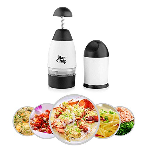 Slap chop ajo prensa, picador de verduras, cortadoras de cocina para verduras con cuchillas de acero inoxidable multifuncional rompedor accesorios de cocina (taza doble)