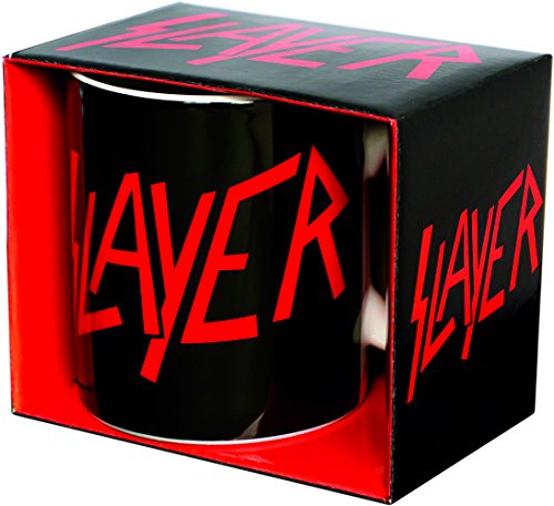 SLAYER Taza de café con logotipo de porcelana, negro, 8 cm