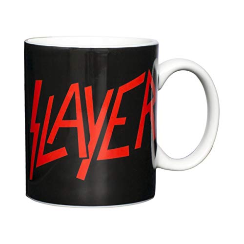 SLAYER Taza de café con logotipo de porcelana, negro, 8 cm