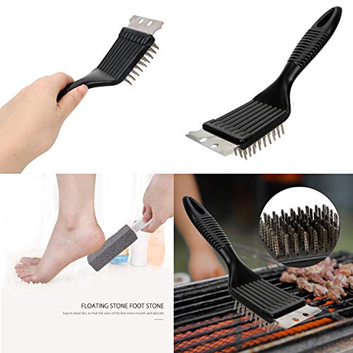 Slosy Piedra Limpieza Barbacoa + Cepillo Cerdas Acero Pack Bloque para Limpiar Parrillas, Barbacoas, Cocinas Limpieza de Utensilios de Cocina Piedra Pomez Pulir Baño Desincrustante
