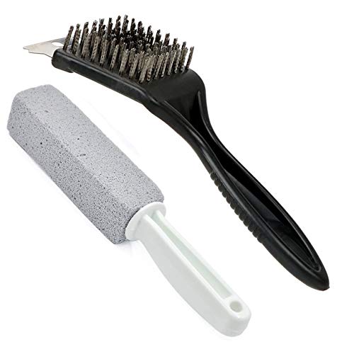 Slosy Piedra Limpieza Barbacoa + Cepillo Cerdas Acero Pack Bloque para Limpiar Parrillas, Barbacoas, Cocinas Limpieza de Utensilios de Cocina Piedra Pomez Pulir Baño Desincrustante