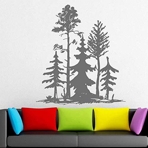 SLQUIET DIY Simplistic Style Modern Living Room Decal Pine Tree Group Beautiful Wall Decal Sticker Decoración de la habitación personalizada Pegatinas de pared Púrpura L 57x64cm
