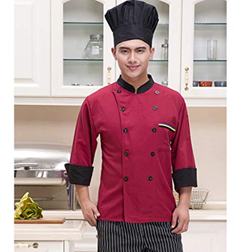 SM SunniMix Chaqueta De Chef Unisex De Manga Larga con Instalación Eléctrica Suministros de Construcción - rojo3