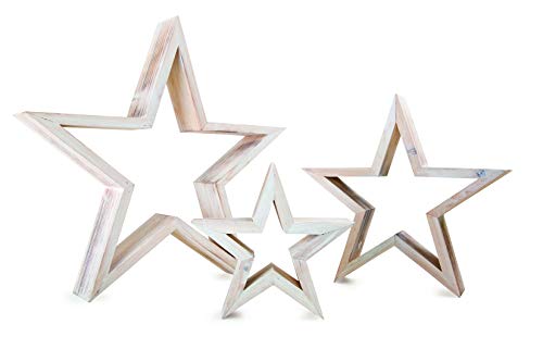 Small Foot 10212 - Figuras Decorativas de Estrella, Color Blanco, Juego de 3 – Figura Decorativa, de Madera, 34 x 5,50 x 33 cm