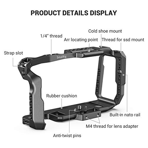 SMALLRIG Cage Kit para cámara Blackmagic Design BMPCC 4K y 6K, Jaula Kit Incluye el Camera Cage Top Handle y Montaje SSD - KCVB2748