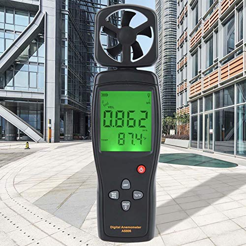 SMART SENSOR Anemómetro AS806 Medidor de viento digital portátil 0-45 m/s LCD Velocidad del viento Temperatura Probador de flujo de aire Vela Regalos