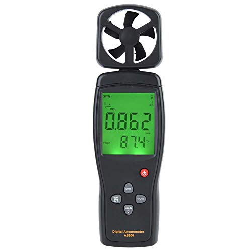 SMART SENSOR Anemómetro AS806 Medidor de viento digital portátil 0-45 m/s LCD Velocidad del viento Temperatura Probador de flujo de aire Vela Regalos