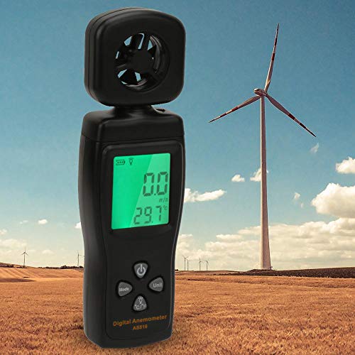 SMART SENSOR Anemómetro AS816 Mini Medidor digital de velocidad del viento 0.3-30m/s 2 en 1 Velocidad del viento Temperatura Probador de flujo de aire Sensor giratorio 180 ° Medidor de viento