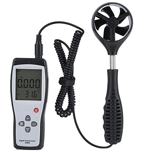 SMART SENSOR Anemómetro AS836 Medidor de viento digital portátil 0.3-45m/s 2 en 1 Velocidad del viento Temperatura Probador de flujo de aire Regalos de vela Instrumento de medición de viento