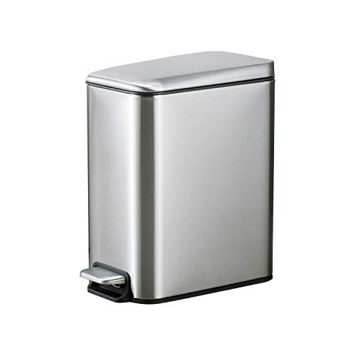 Smartbin 5L Rectangular Papelera con Tapa Silenciosa Cubo de Basura con Pedal Paso Cocina Basura Barurero Contenedor de Basura Papelera de Reciclaje Baño Cocina Oficina (Plata)