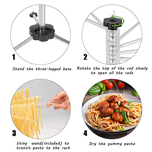 SmartSF - Secador de pasta para pasta, 16 brazos desmontables, utensilios de cocina para secar pasta casera