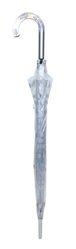 SMATI Paraguas Largo Transparente con Lunares Plata en Forma de Campana con su apuerta automatica
