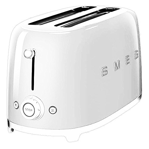 Smeg 4 rebanadas Tostadora Retro 50's acero pulido extra ancho/bagel (cromado/2 años de garantía)